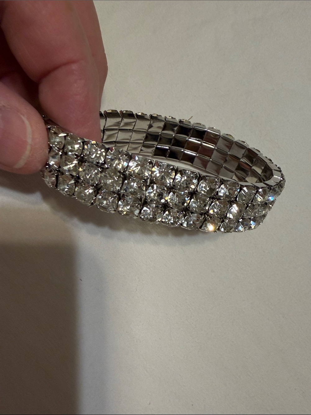 Sparkling Silver Stretch Bracelet with Clear Crystals